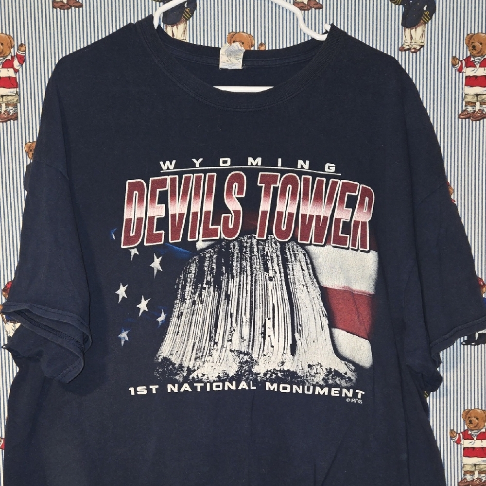 Devils Tower Graphic T-Shirt Navy 2XL Wyoming